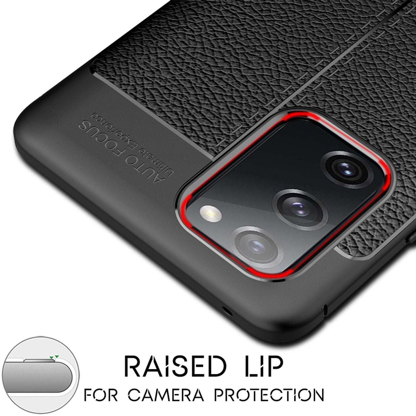 NALIA Design Case kompatibel mit Samsung Galaxy S20 FE Hülle, Leder Look Stylische Handyhülle Stoßfeste Silikon Schutzhülle, Slim Phone Backcover Dünne Handy-Tasche Cover Bumper Kratzfest - Schwarz