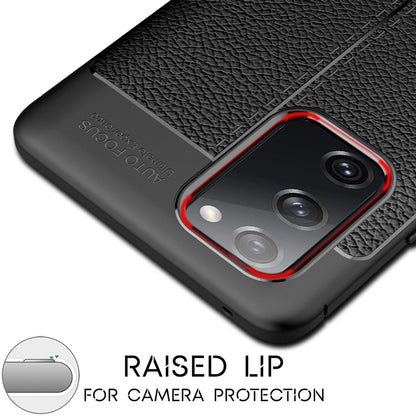 NALIA Design Case kompatibel mit Samsung Galaxy S20 FE Hülle, Leder Look Stylische Handyhülle Stoßfeste Silikon Schutzhülle, Slim Phone Backcover Dünne Handy-Tasche Cover Bumper Kratzfest - Schwarz