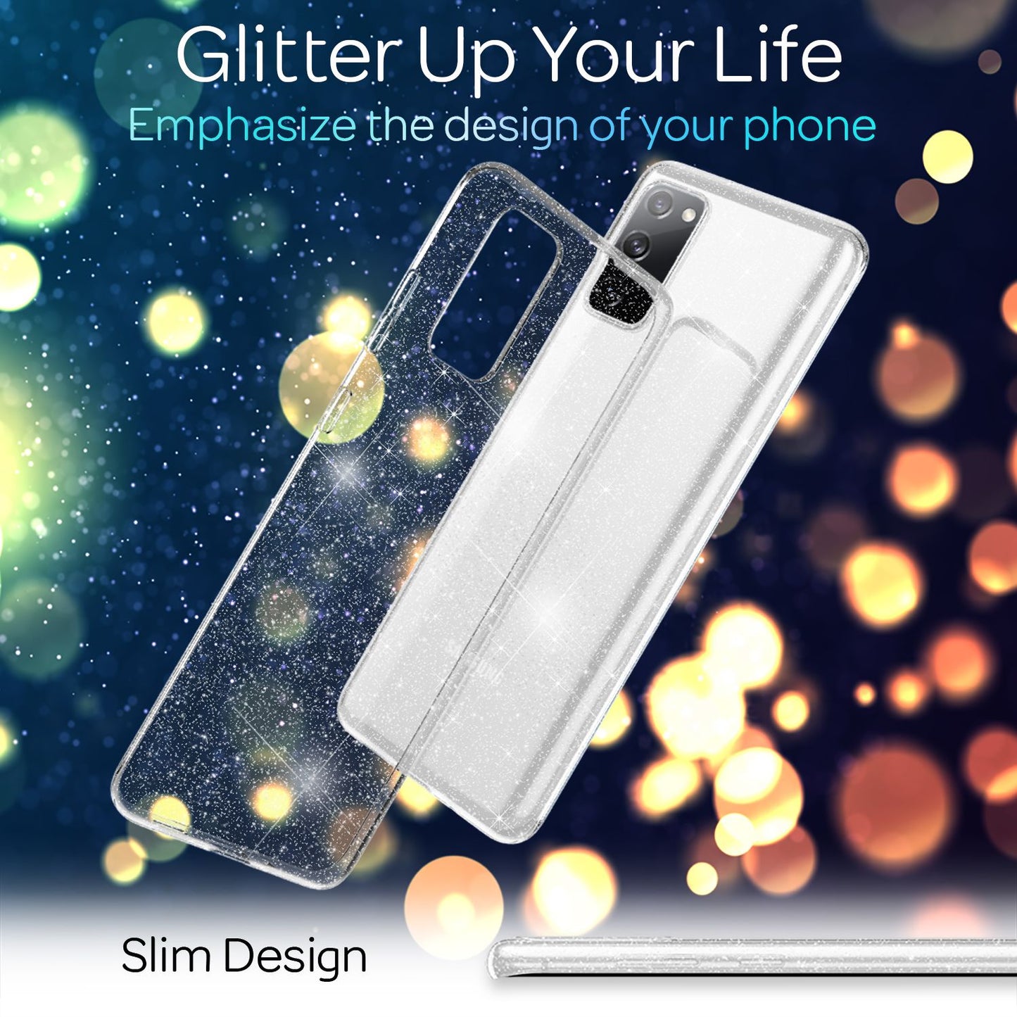 NALIA Glitzerhülle für Samsung Galaxy S20 FE – Funkelndes Silikon Case – DAZZLIN (Transparent & Stoßfest) – Marke aus Berlin