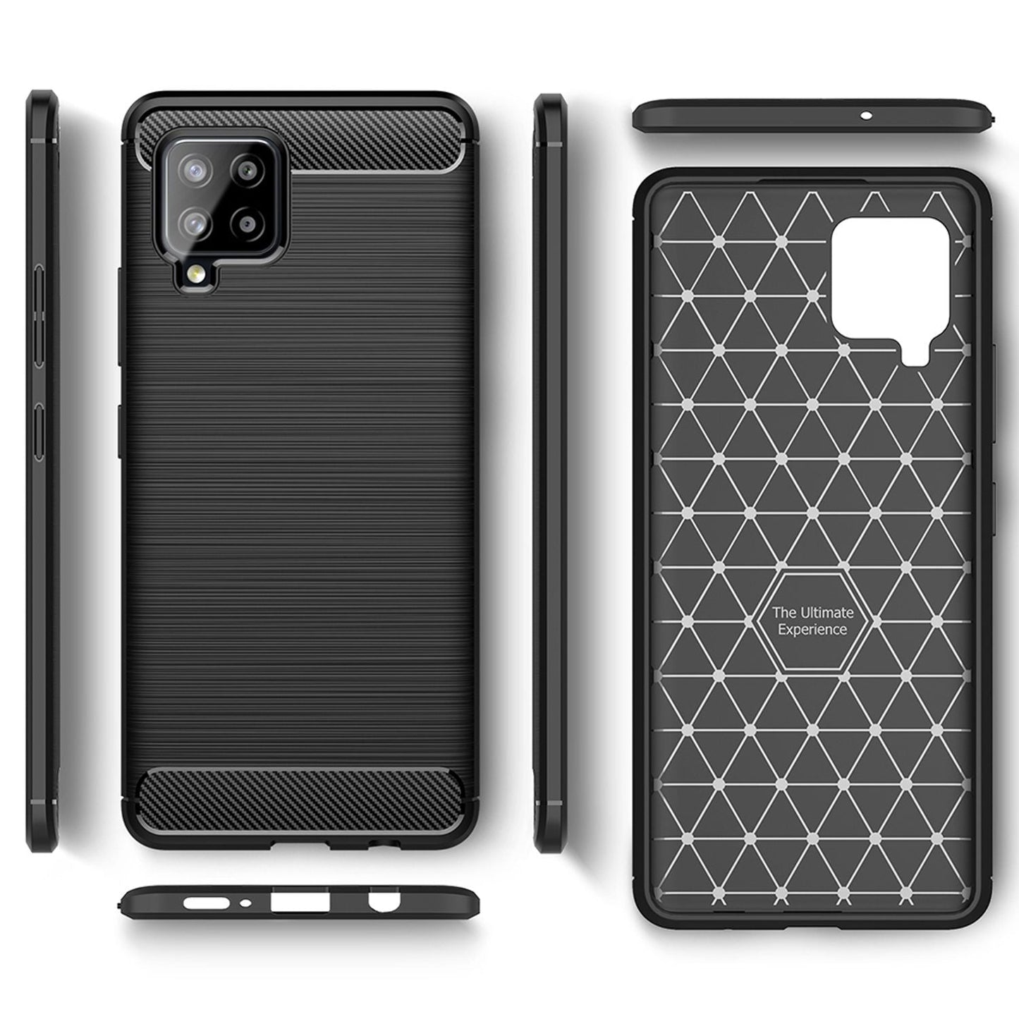 NALIA Design Case kompatibel mit Samsung Galaxy A42 5G Hülle, Carbon Look Stylische Handyhülle Stoßfeste Silikon Schutzhülle, Dünne Handy-Tasche Phone Cover Bumper Soft Skin TPU Kratzfest - Schwarz
