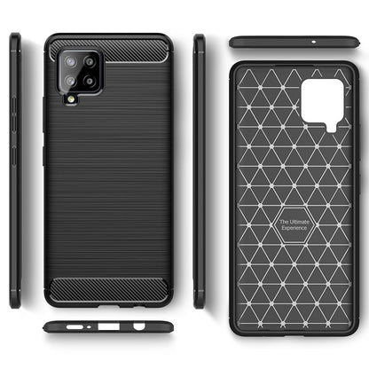 NALIA Design Case kompatibel mit Samsung Galaxy A42 5G Hülle, Carbon Look Stylische Handyhülle Stoßfeste Silikon Schutzhülle, Dünne Handy-Tasche Phone Cover Bumper Soft Skin TPU Kratzfest - Schwarz