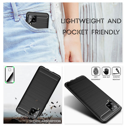 NALIA Design Case kompatibel mit Samsung Galaxy A42 5G Hülle, Carbon Look Stylische Handyhülle Stoßfeste Silikon Schutzhülle, Dünne Handy-Tasche Phone Cover Bumper Soft Skin TPU Kratzfest - Schwarz