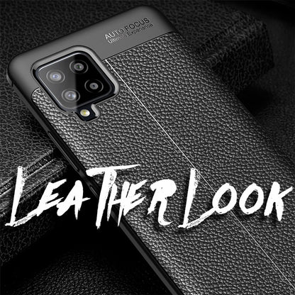 NALIA Design Case kompatibel mit Samsung Galaxy A42 5G Hülle, Leder Look Stylische Handyhülle Stoßfeste Silikon Schutzhülle, Slim Phone Backcover Skin Dünne Handy-Tasche Cover Kratzfest - Schwarz