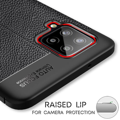 NALIA Design Case kompatibel mit Samsung Galaxy A42 5G Hülle, Leder Look Stylische Handyhülle Stoßfeste Silikon Schutzhülle, Slim Phone Backcover Skin Dünne Handy-Tasche Cover Kratzfest - Schwarz