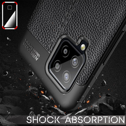 NALIA Design Case kompatibel mit Samsung Galaxy A42 5G Hülle, Leder Look Stylische Handyhülle Stoßfeste Silikon Schutzhülle, Slim Phone Backcover Skin Dünne Handy-Tasche Cover Kratzfest - Schwarz