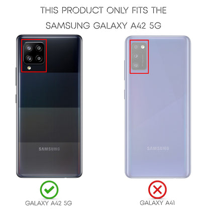 NALIA Design Case kompatibel mit Samsung Galaxy A42 5G Hülle, Leder Look Stylische Handyhülle Stoßfeste Silikon Schutzhülle, Slim Phone Backcover Skin Dünne Handy-Tasche Cover Kratzfest - Schwarz