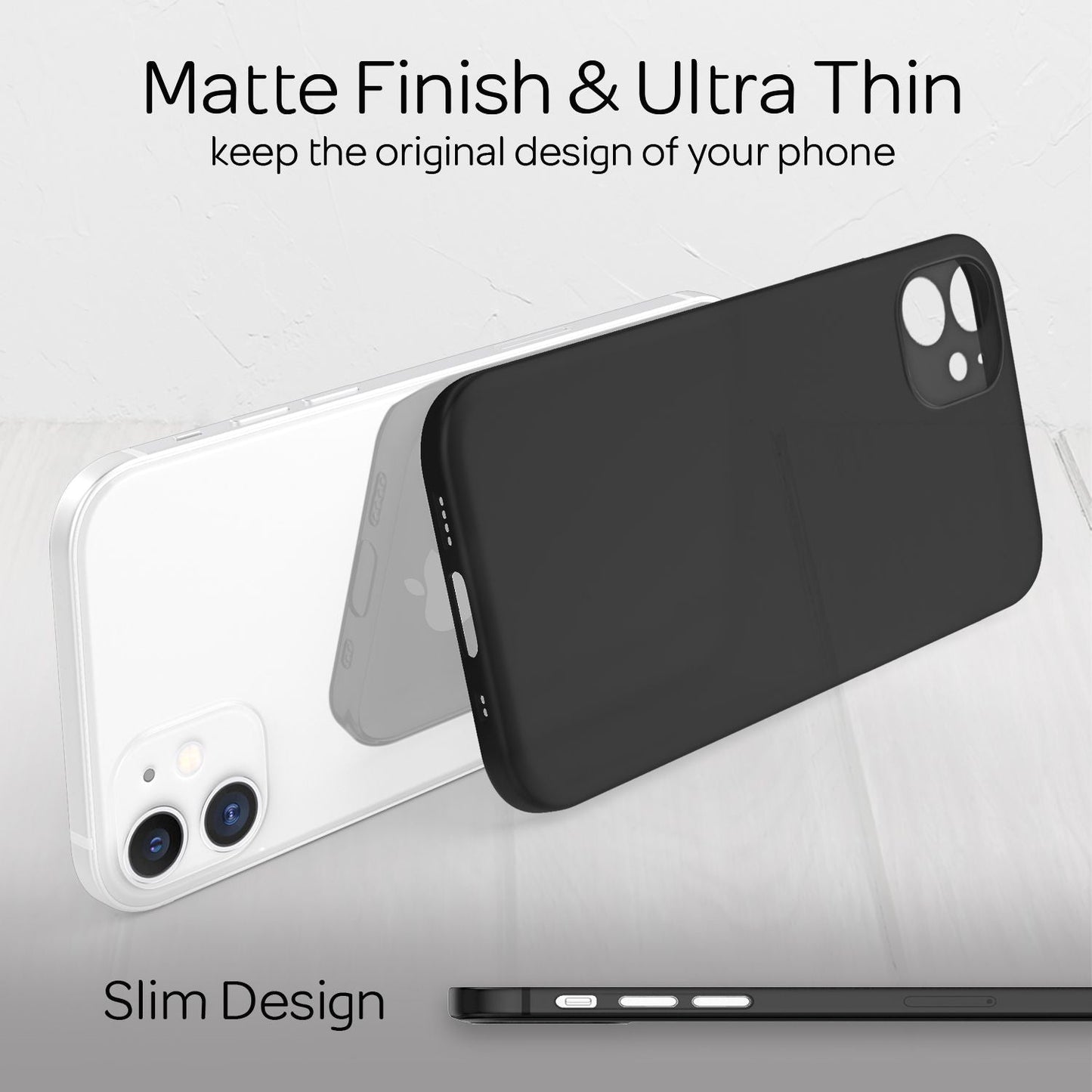 NALIA Ultra Slim Hardcase für iPhone 12 Mini – Matt-Transparent & 0.3mm Dünn – PHANTOM (Hauchdünnes Cover & Kamera-Vollschutz) – Marke aus Berlin