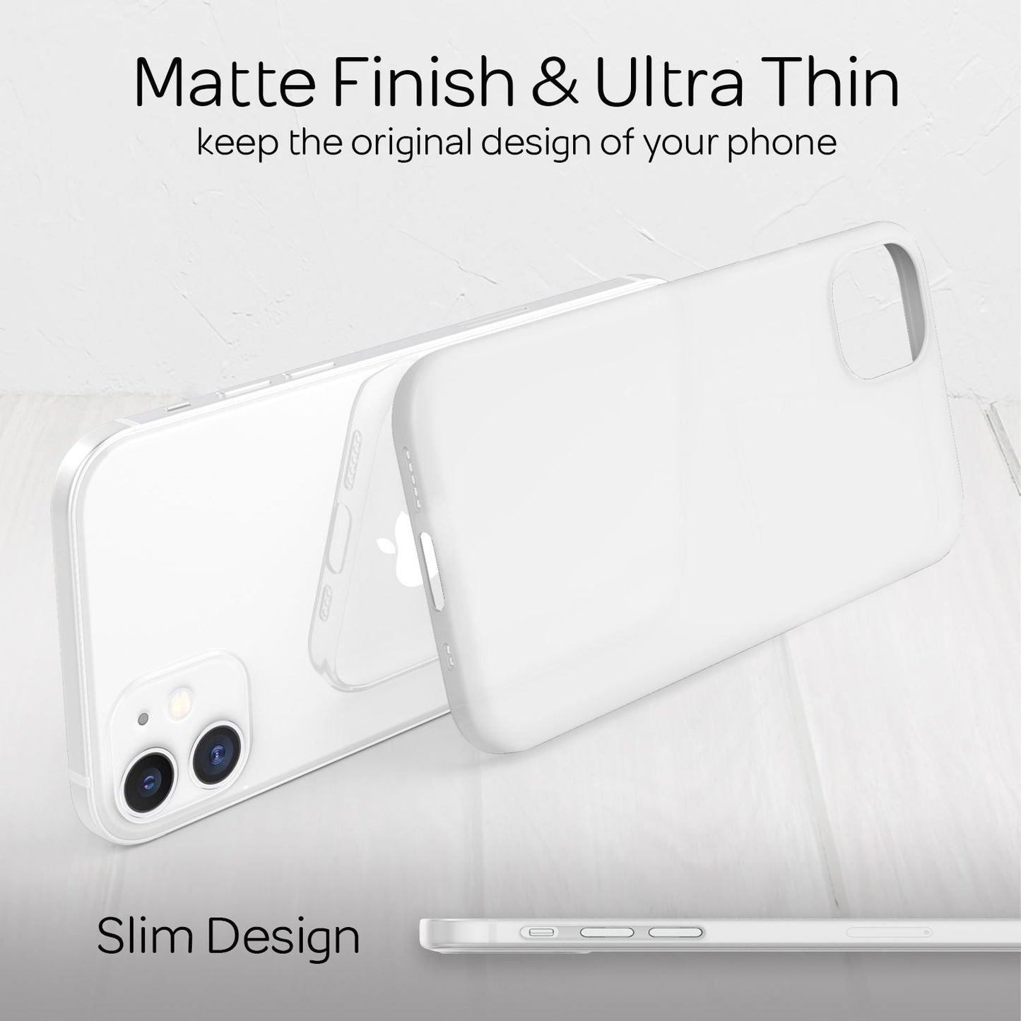 NALIA Ultra Slim Hardcase für iPhone 12 Mini – Matt-Transparent & 0.3mm Dünn – PHANTOM (Hauchdünnes Cover & Kamera-Vollschutz) – Marke aus Berlin