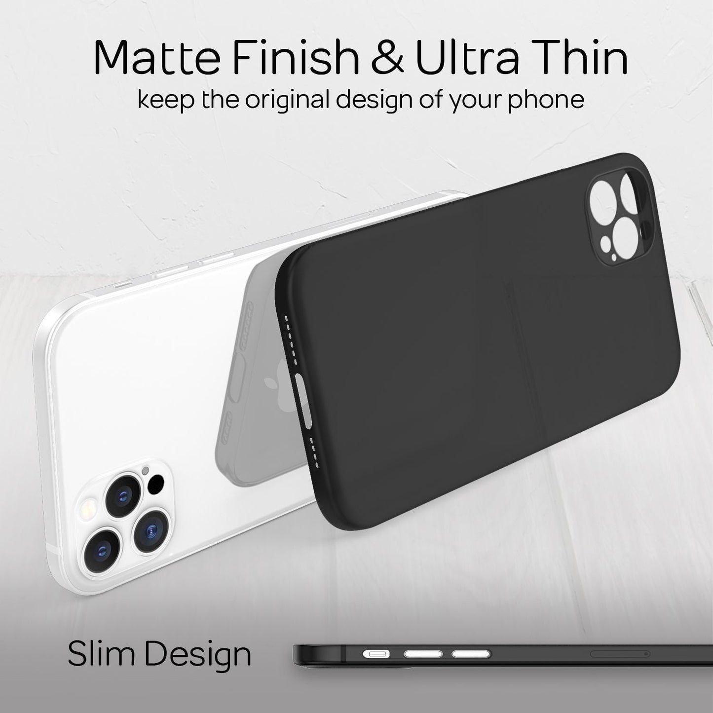 NALIA Ultra Slim Hardcase für iPhone 12 Pro – Matt-Transparent & 0.3mm Dünn – PHANTOM (Hauchdünnes Cover & Kamera-Vollschutz) – Marke aus Berlin