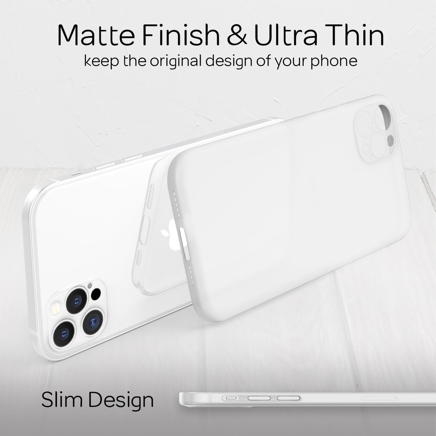 NALIA Ultra Slim Hardcase für iPhone 12 Pro – Matt-Transparent & 0.3mm Dünn – PHANTOM (Hauchdünnes Cover & Kamera-Vollschutz) – Marke aus Berlin