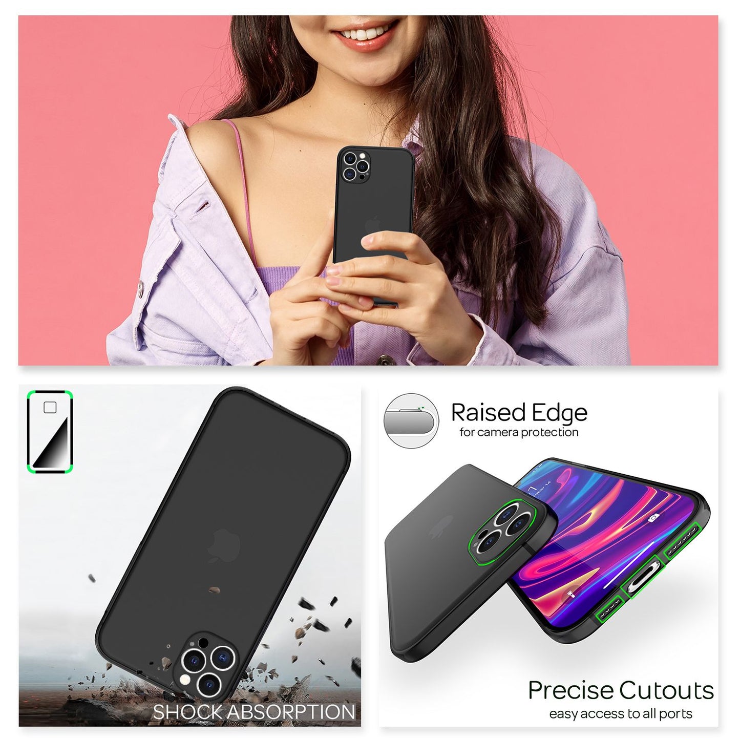 NALIA Ultra Slim Hardcase für iPhone 12 Pro – Matt-Transparent & 0.3mm Dünn – PHANTOM (Hauchdünnes Cover & Kamera-Vollschutz) – Marke aus Berlin