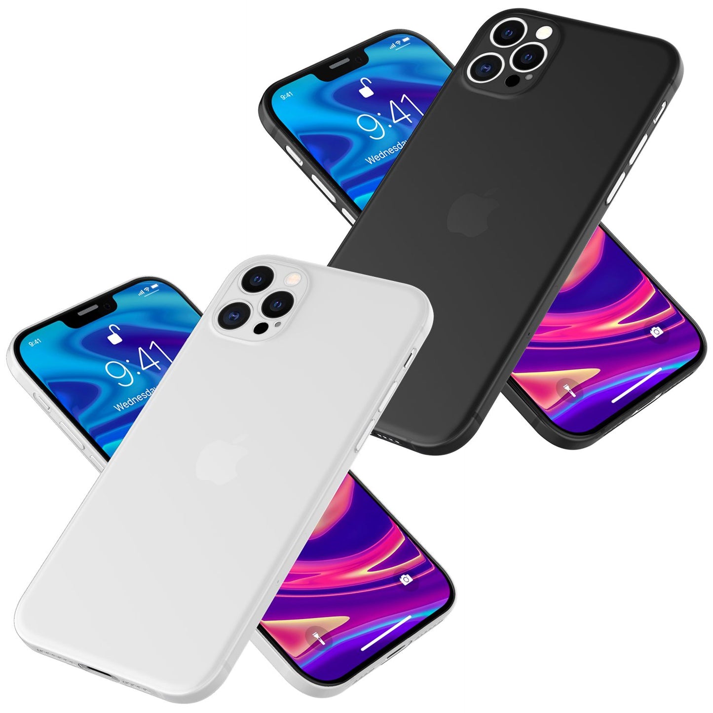 NALIA Ultra Slim Hardcase für iPhone 12 Pro – Matt-Transparent & 0.3mm Dünn – PHANTOM (Hauchdünnes Cover & Kamera-Vollschutz) – Marke aus Berlin