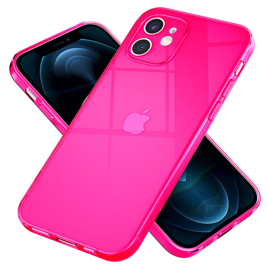 NALIA Neon Silikonhülle für iPhone 12 Mini – Knallige Signal-Farbe & Linsenschutz – VIBE (Transparentes Case) – Marke aus Berlin