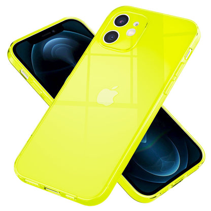 NALIA Neon Silikonhülle für iPhone 12 Mini – Knallige Signal-Farbe & Linsenschutz – VIBE (Transparentes Case) – Marke aus Berlin