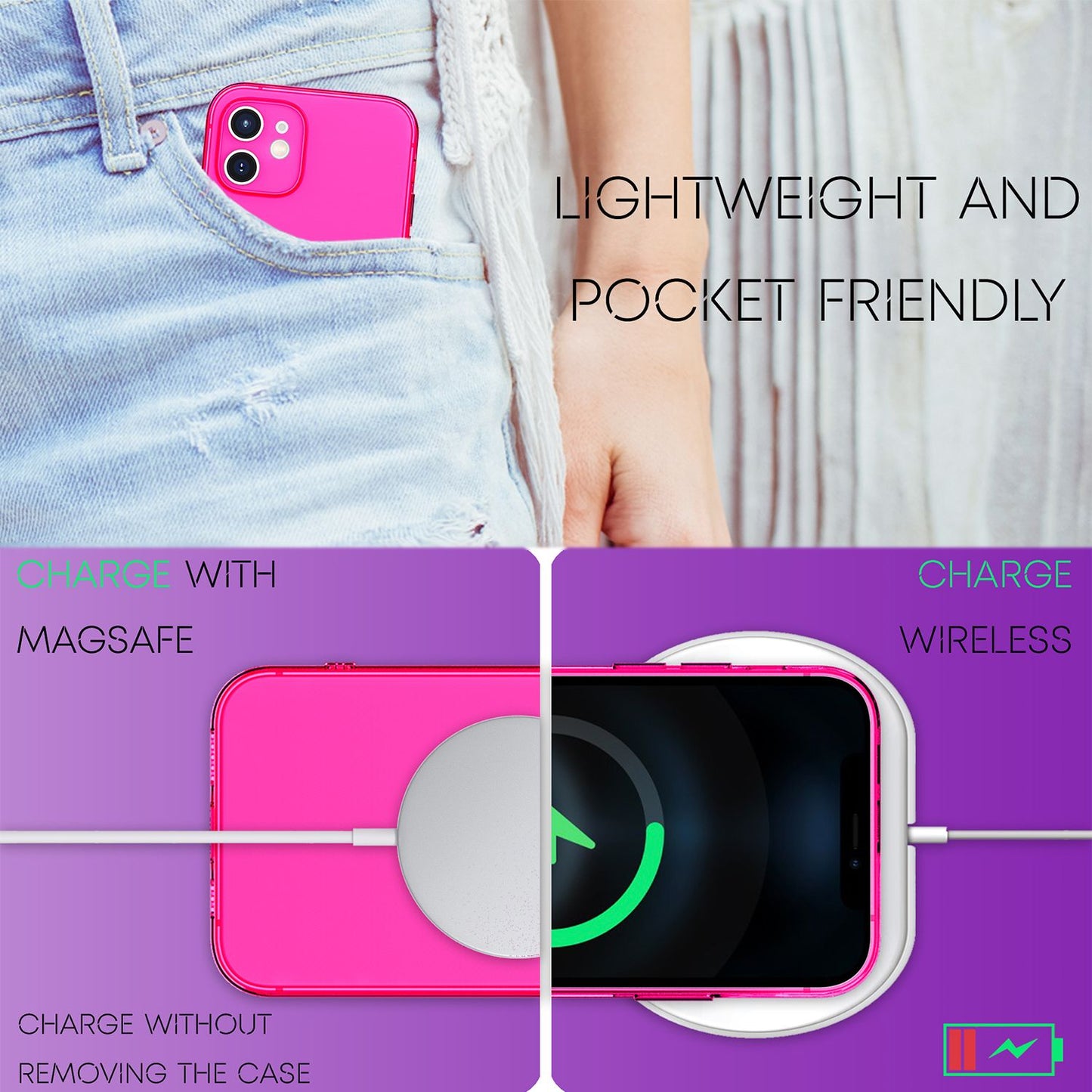 NALIA Neon Silikonhülle für iPhone 12 Mini – Knallige Signal-Farbe & Linsenschutz – VIBE (Transparentes Case) – Marke aus Berlin