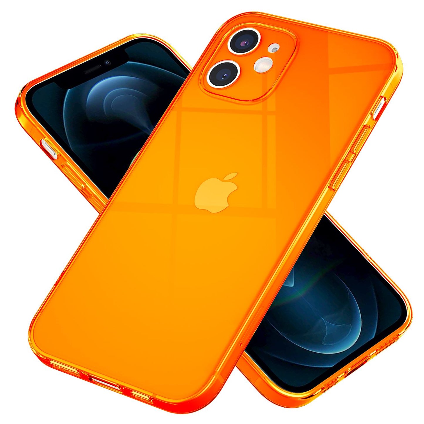NALIA Neon Silikonhülle für iPhone 12 – Knallige Signal-Farbe & Linsenschutz – VIBE (Transparentes Case) – Marke aus Berlin