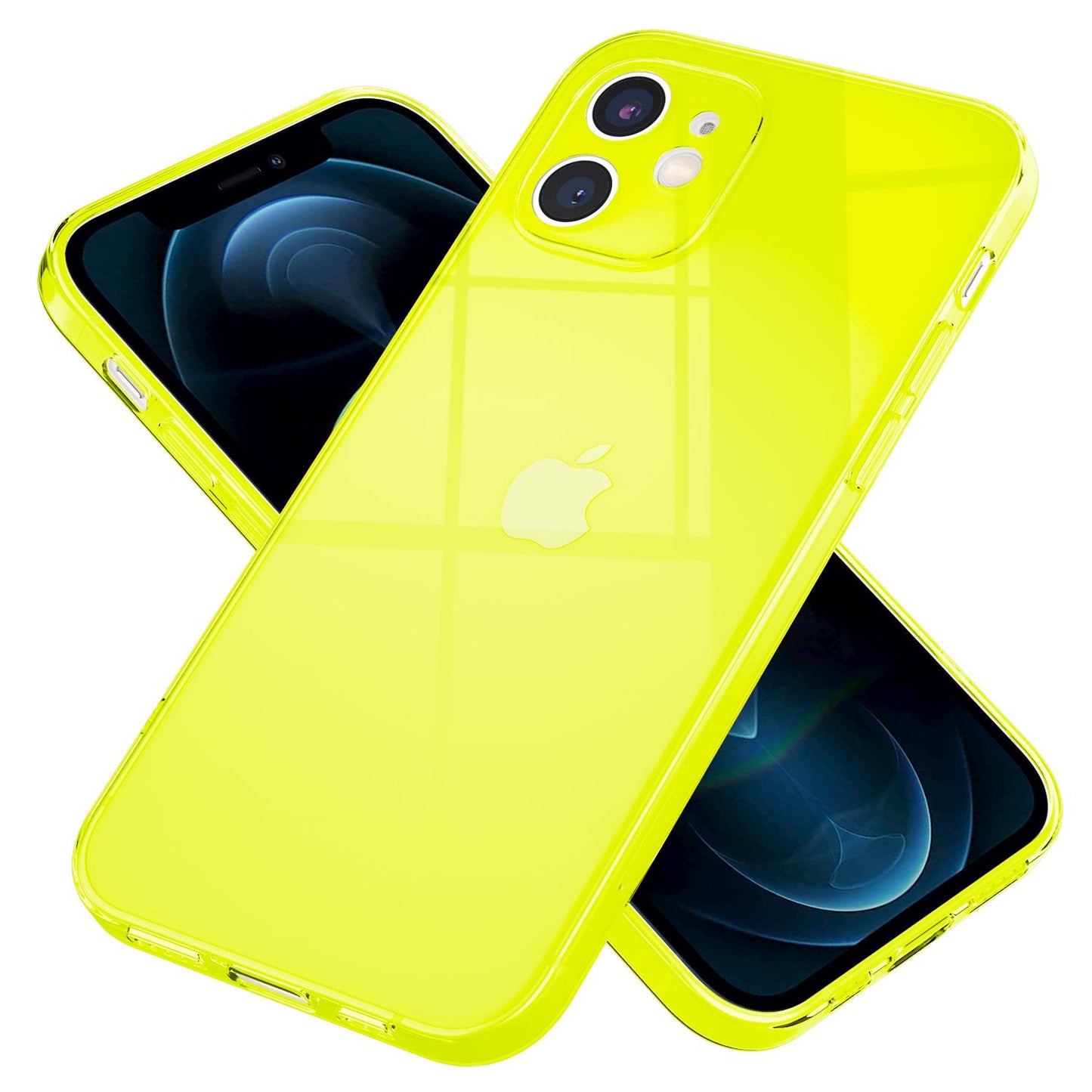 NALIA Neon Silikonhülle für iPhone 12 – Knallige Signal-Farbe & Linsenschutz – VIBE (Transparentes Case) – Marke aus Berlin