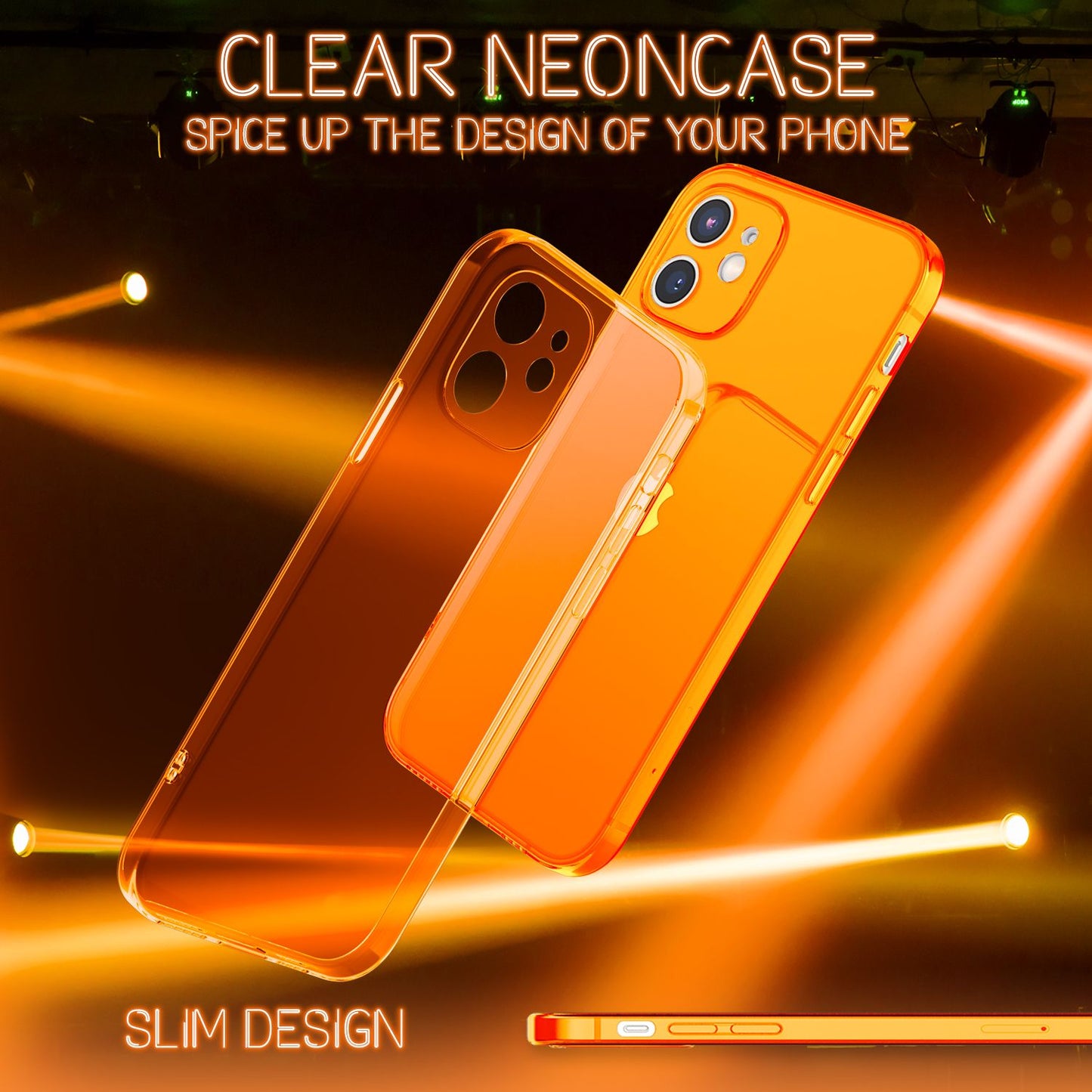 NALIA Neon Silikonhülle für iPhone 12 – Knallige Signal-Farbe & Linsenschutz – VIBE (Transparentes Case) – Marke aus Berlin