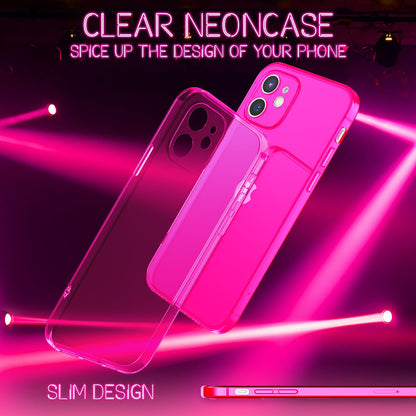 NALIA Neon Silikonhülle für iPhone 12 – Knallige Signal-Farbe & Linsenschutz – VIBE (Transparentes Case) – Marke aus Berlin