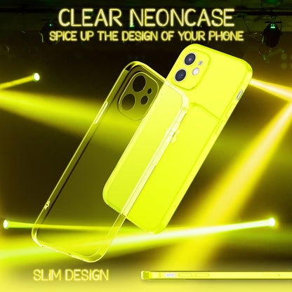 NALIA Neon Silikonhülle für iPhone 12 – Knallige Signal-Farbe & Linsenschutz – VIBE (Transparentes Case) – Marke aus Berlin