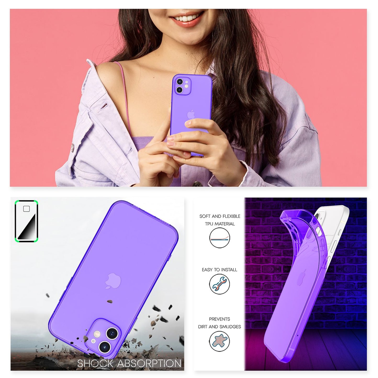 NALIA Neon Silikonhülle für iPhone 12 – Knallige Signal-Farbe & Linsenschutz – VIBE (Transparentes Case) – Marke aus Berlin