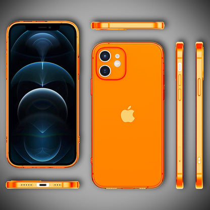 NALIA Neon Silikonhülle für iPhone 12 – Knallige Signal-Farbe & Linsenschutz – VIBE (Transparentes Case) – Marke aus Berlin
