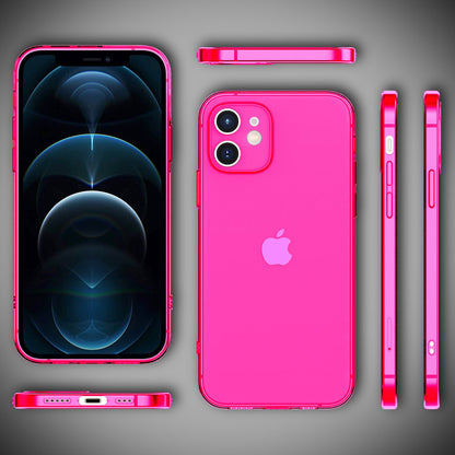 NALIA Neon Silikonhülle für iPhone 12 – Knallige Signal-Farbe & Linsenschutz – VIBE (Transparentes Case) – Marke aus Berlin