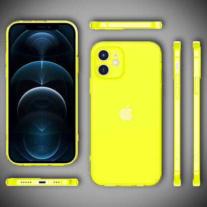 NALIA Neon Silikonhülle für iPhone 12 – Knallige Signal-Farbe & Linsenschutz – VIBE (Transparentes Case) – Marke aus Berlin