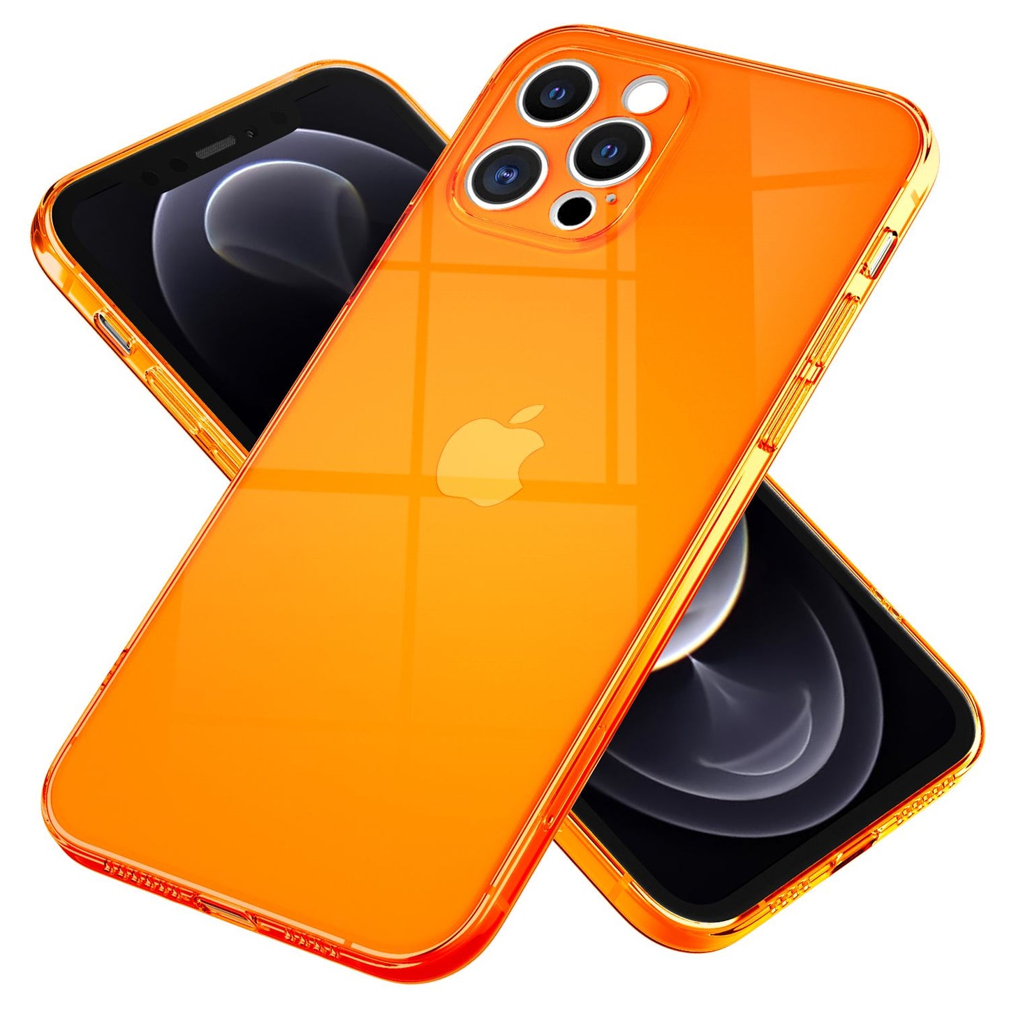 NALIA Neon Silikonhülle für iPhone 12 Pro Max – Knallige Signal-Farbe & Linsenschutz – VIBE (Transparentes Case) – Marke aus Berlin