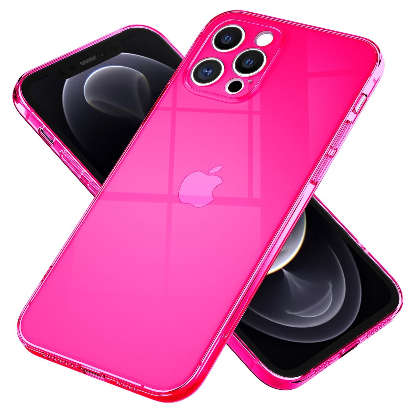 NALIA Neon Silikonhülle für iPhone 12 Pro Max – Knallige Signal-Farbe & Linsenschutz – VIBE (Transparentes Case) – Marke aus Berlin