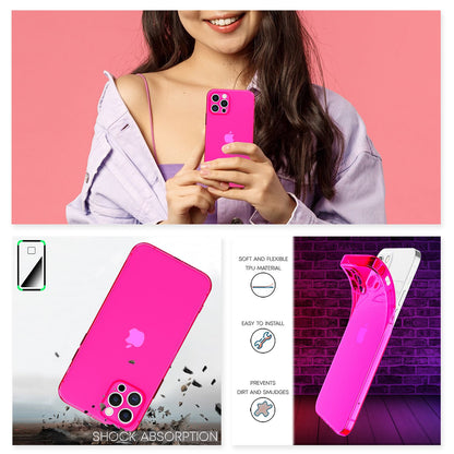 NALIA Neon Silikonhülle für iPhone 12 Pro Max – Knallige Signal-Farbe & Linsenschutz – VIBE (Transparentes Case) – Marke aus Berlin