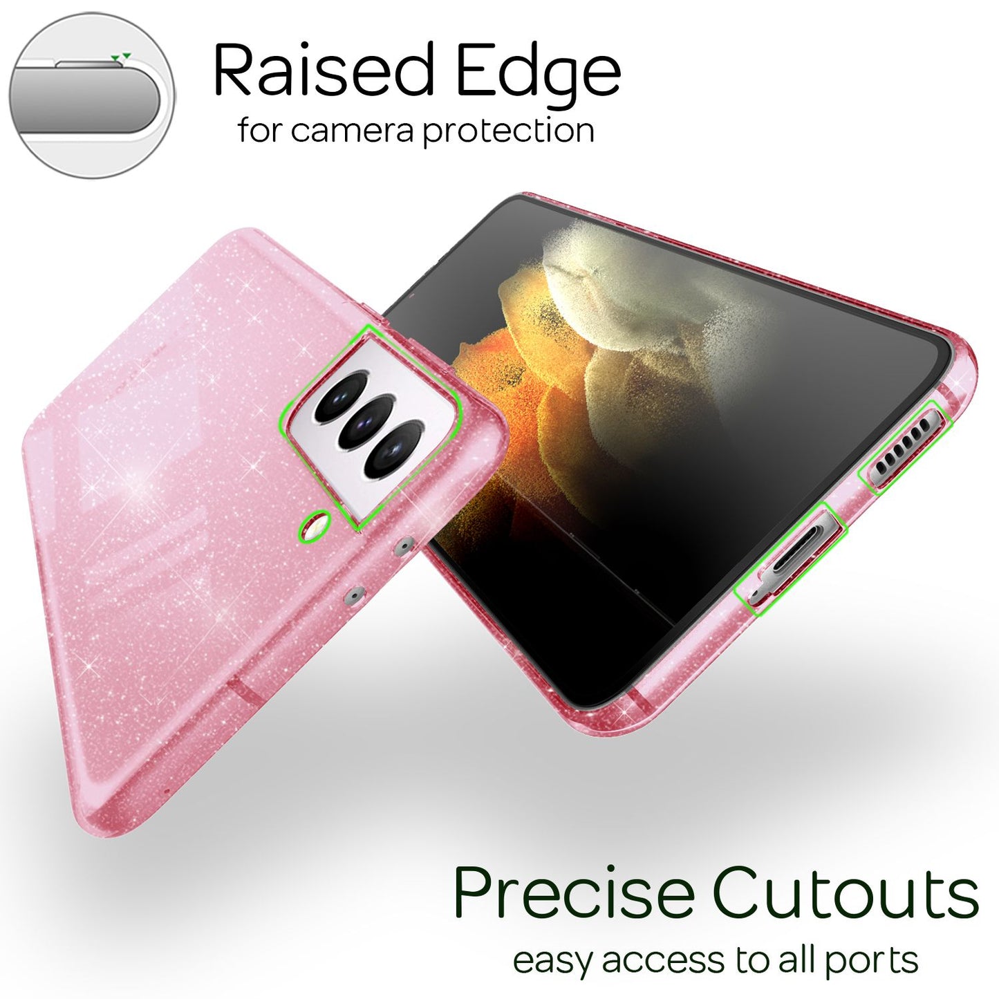 NALIA Glitzerhülle für Samsung Galaxy S21 Plus – Funkelndes Silikon Case – DAZZLIN (Transparent & Stoßfest) – Marke aus Berlin
