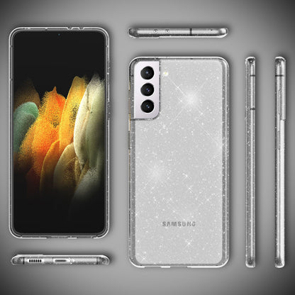 NALIA Glitzerhülle für Samsung Galaxy S21 Plus – Funkelndes Silikon Case – DAZZLIN (Transparent & Stoßfest) – Marke aus Berlin