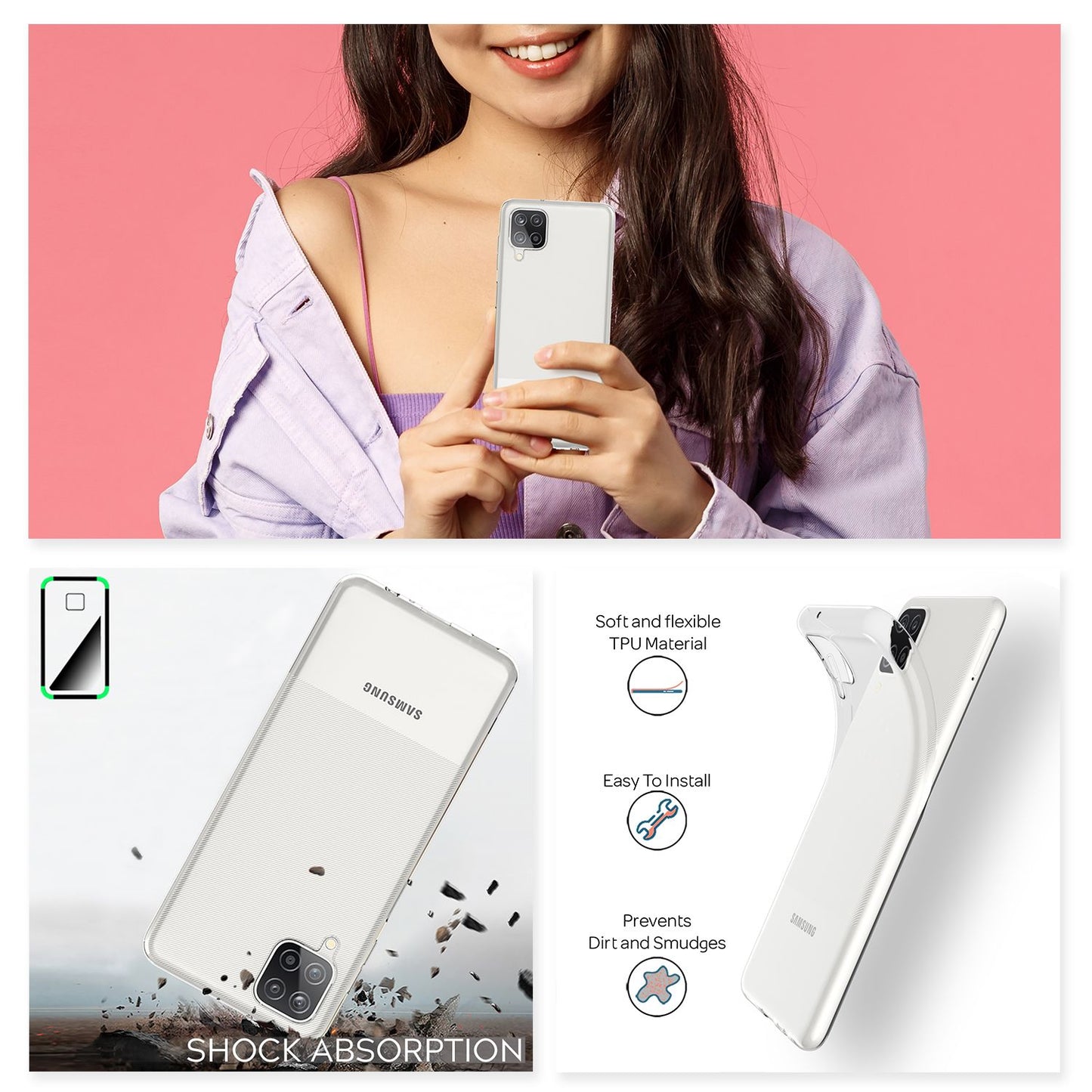 NALIA Transparente Silikonhülle für Samsung Galaxy A12 – Anti-Gelb & Rutschfest – GLAZE (Handyhülle Kristallklar, Schlank & Stoßfest) – Marke aus Berlin