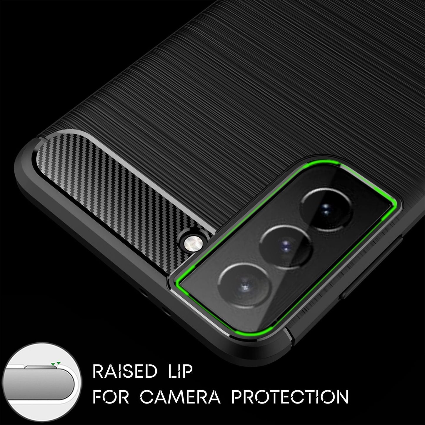 NALIA Silikonhülle für Samsung Galaxy S21 – Rutschfest & Matt – VORTEX (Gebürstete Optik & Carbon Design) – Marke aus Berlin
