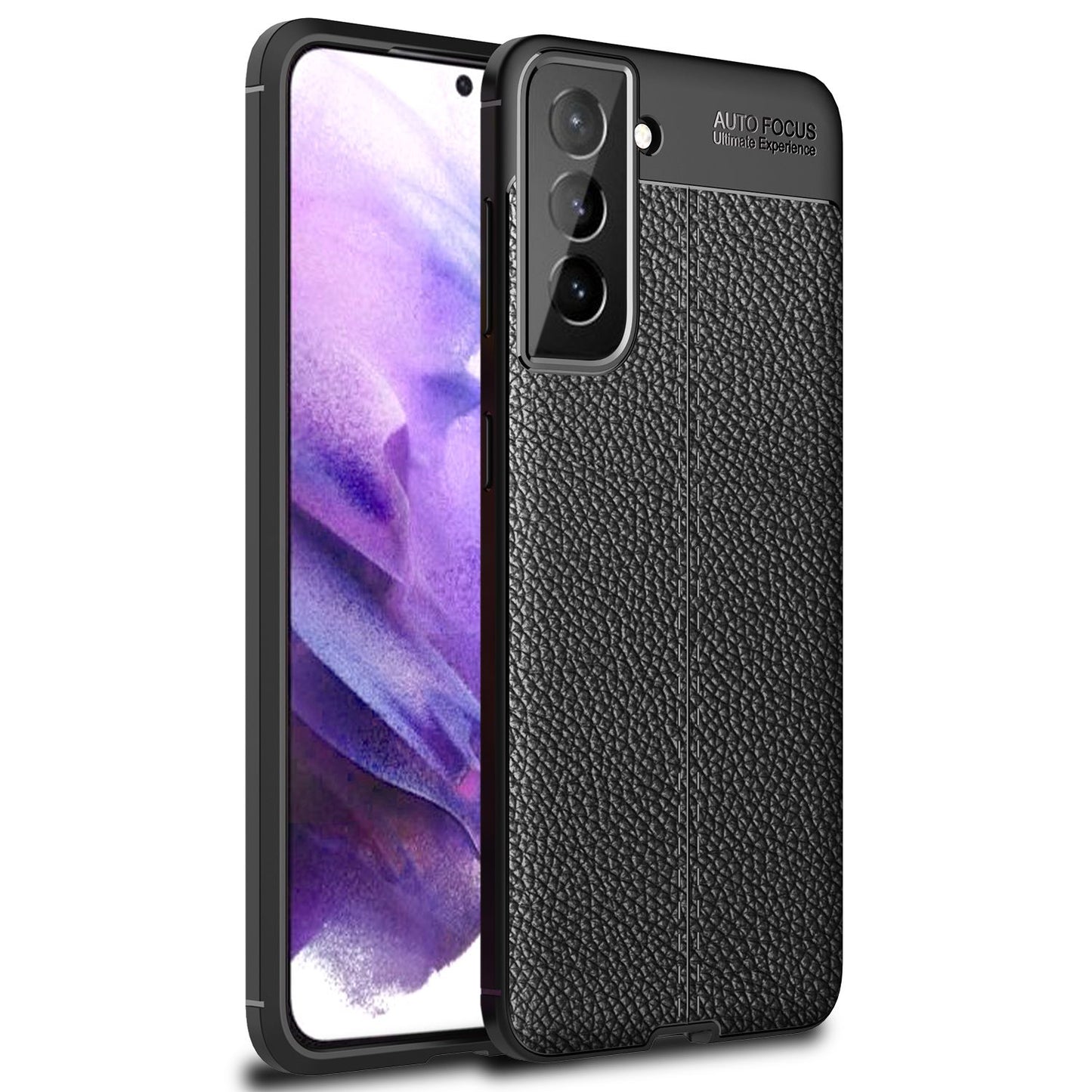 NALIA Design Case kompatibel mit Samsung Galaxy S21 Plus Hülle, Leder Look Stylische Handyhülle Stoßfeste Silikon Schutzhülle, Slim Phone Backcover Skin Dünne Handy-Tasche Cover Kratzfest - Schwarz