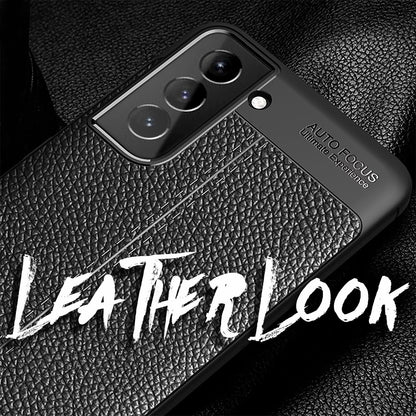 NALIA Design Case kompatibel mit Samsung Galaxy S21 Plus Hülle, Leder Look Stylische Handyhülle Stoßfeste Silikon Schutzhülle, Slim Phone Backcover Skin Dünne Handy-Tasche Cover Kratzfest - Schwarz