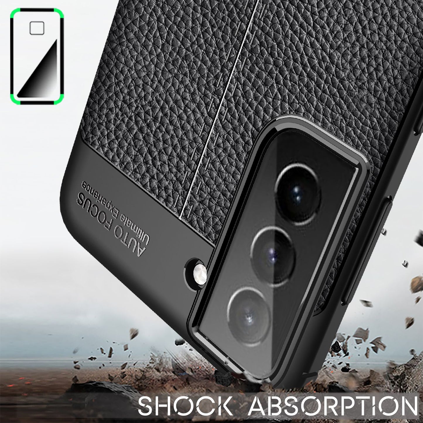 NALIA Design Case kompatibel mit Samsung Galaxy S21 Plus Hülle, Leder Look Stylische Handyhülle Stoßfeste Silikon Schutzhülle, Slim Phone Backcover Skin Dünne Handy-Tasche Cover Kratzfest - Schwarz