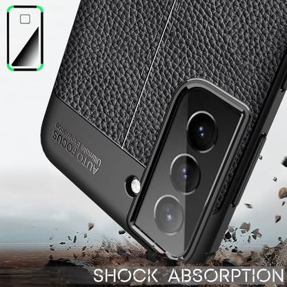 NALIA Design Case kompatibel mit Samsung Galaxy S21 Plus Hülle, Leder Look Stylische Handyhülle Stoßfeste Silikon Schutzhülle, Slim Phone Backcover Skin Dünne Handy-Tasche Cover Kratzfest - Schwarz