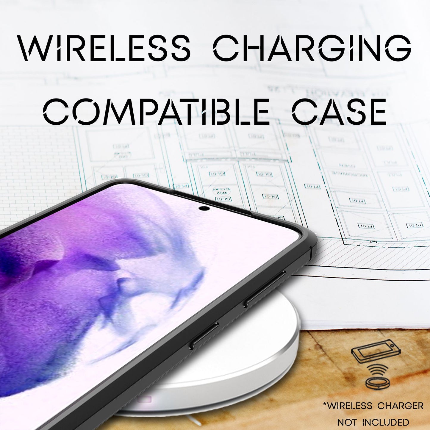 NALIA Design Case kompatibel mit Samsung Galaxy S21 Plus Hülle, Leder Look Stylische Handyhülle Stoßfeste Silikon Schutzhülle, Slim Phone Backcover Skin Dünne Handy-Tasche Cover Kratzfest - Schwarz