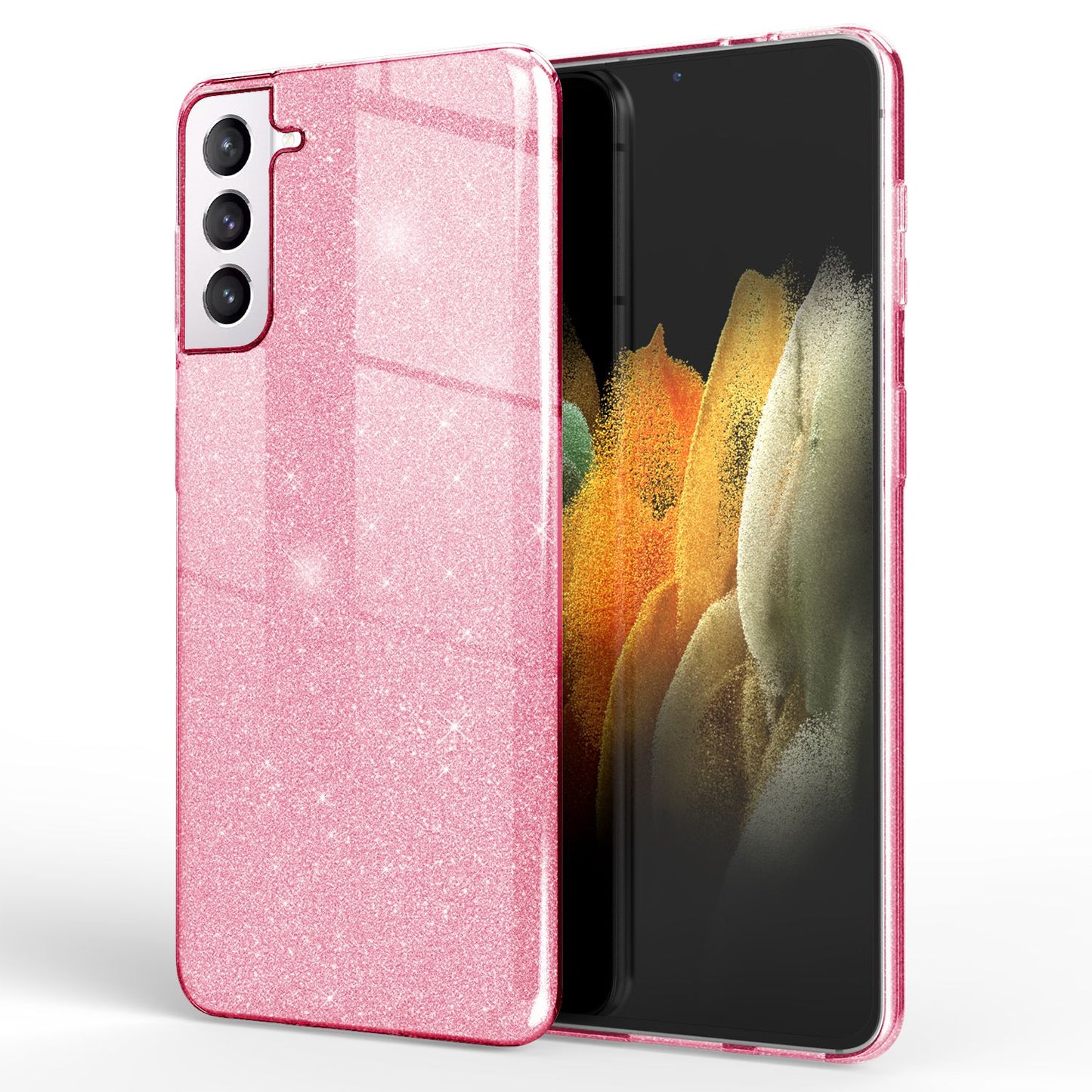 NALIA Glitzerhülle für Samsung Galaxy S21 Plus – Funkelnder Glitzer-Look & Grip – SHINEPOP (Silikon Case) – Marke aus Berlin