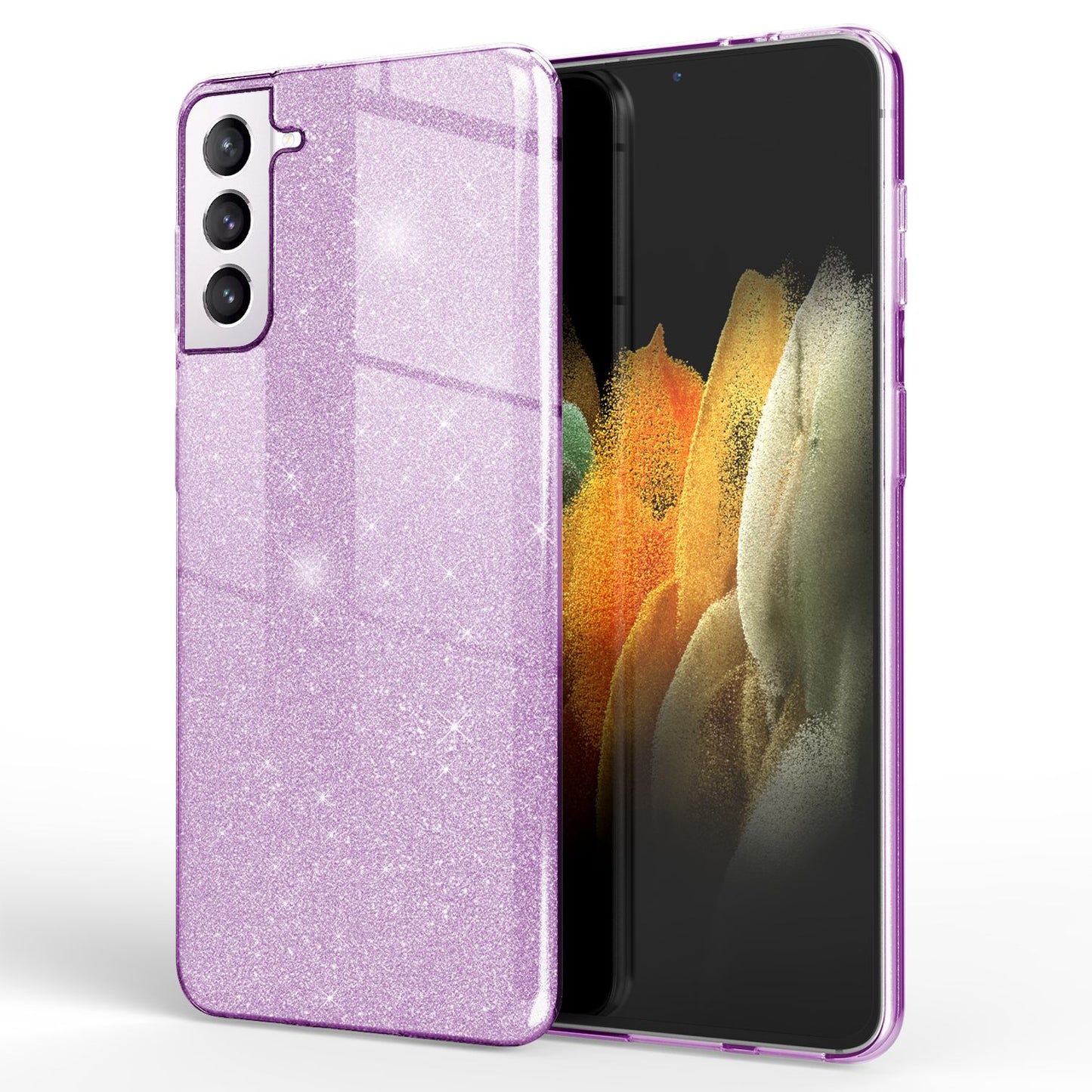NALIA Glitzerhülle für Samsung Galaxy S21 Plus – Funkelnder Glitzer-Look & Grip – SHINEPOP (Silikon Case) – Marke aus Berlin