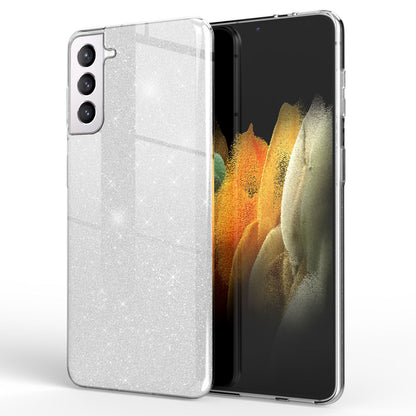 NALIA Glitzerhülle für Samsung Galaxy S21 Plus – Funkelnder Glitzer-Look & Grip – SHINEPOP (Silikon Case) – Marke aus Berlin