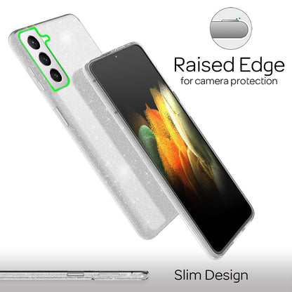 NALIA Glitzerhülle für Samsung Galaxy S21 Plus – Funkelnder Glitzer-Look & Grip – SHINEPOP (Silikon Case) – Marke aus Berlin