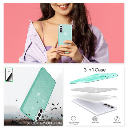 NALIA Glitzerhülle für Samsung Galaxy S21 Plus – Funkelnder Glitzer-Look & Grip – SHINEPOP (Silikon Case) – Marke aus Berlin