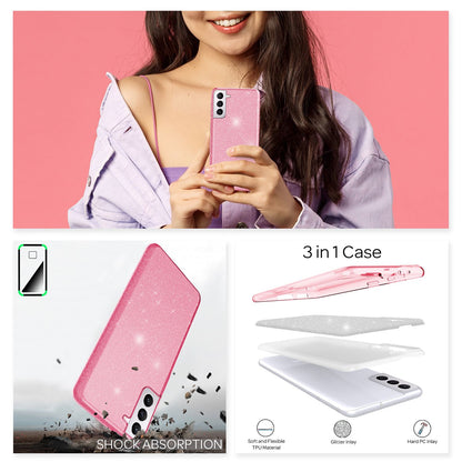 NALIA Glitzerhülle für Samsung Galaxy S21 Plus – Funkelnder Glitzer-Look & Grip – SHINEPOP (Silikon Case) – Marke aus Berlin
