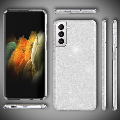 NALIA Glitzerhülle für Samsung Galaxy S21 Plus – Funkelnder Glitzer-Look & Grip – SHINEPOP (Silikon Case) – Marke aus Berlin