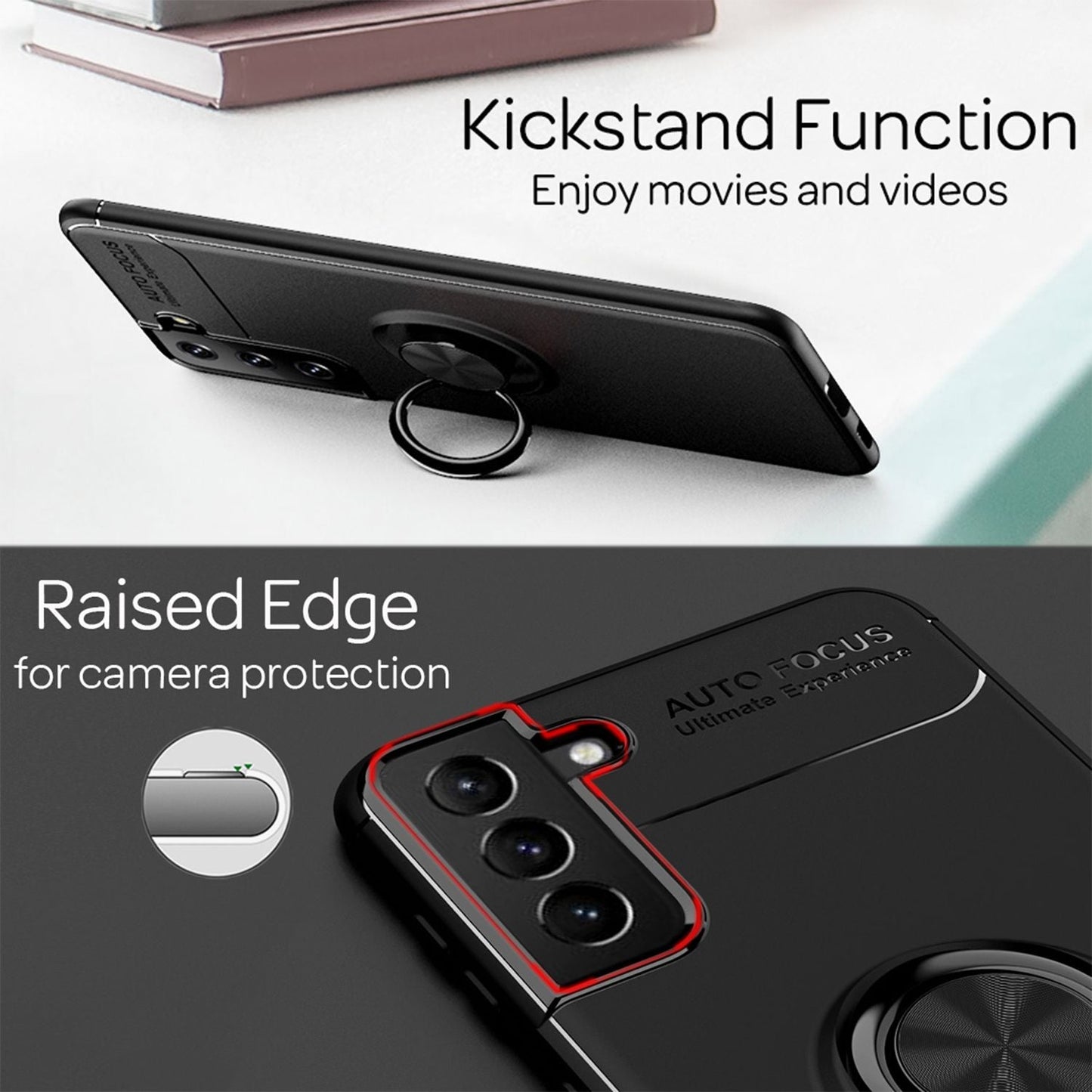 NALIA Ringhülle für Samsung Galaxy S21 – Ring-Ständer 360° & für Magnet-Halter – GRIP360 (Mattiertes Silikon Case) – Marke aus Berlin