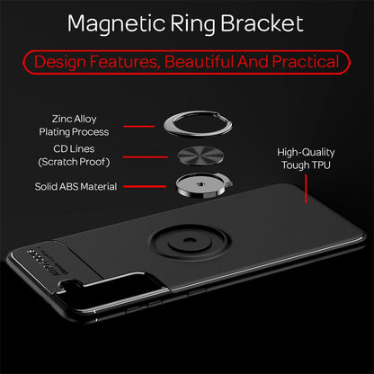 NALIA Ringhülle für Samsung Galaxy S21 – Ring-Ständer 360° & für Magnet-Halter – GRIP360 (Mattiertes Silikon Case) – Marke aus Berlin