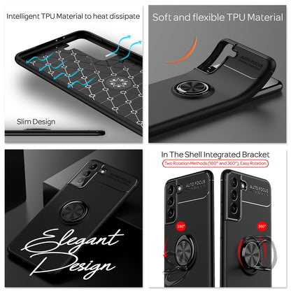 NALIA Ringhülle für Samsung Galaxy S21 – Ring-Ständer 360° & für Magnet-Halter – GRIP360 (Mattiertes Silikon Case) – Marke aus Berlin